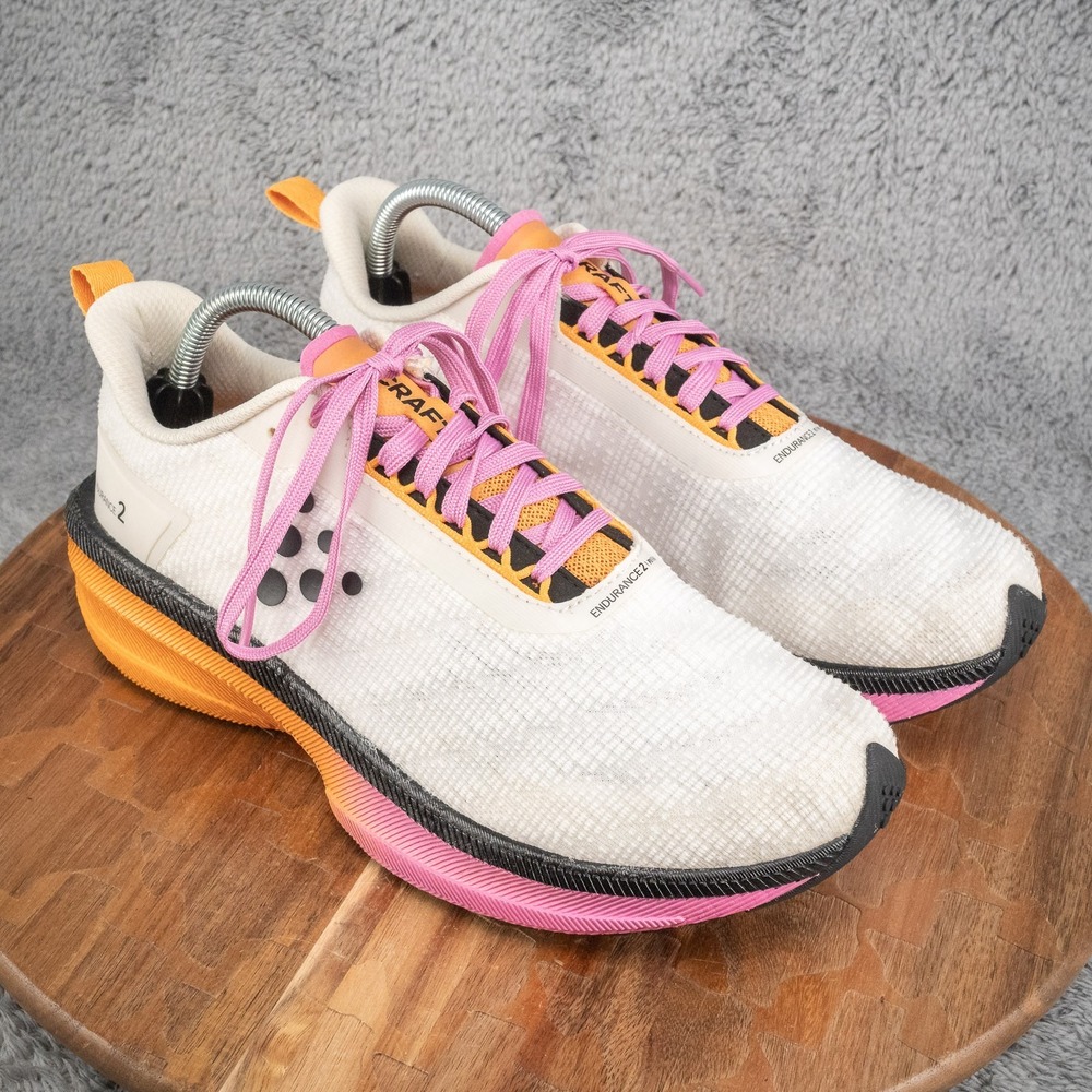 Craft Endurance 2 Running Shoes Womens 10‎ White Orange Pink Excellent Px Foam